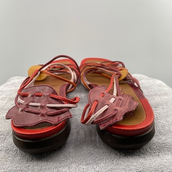 Romika Sandals Women's Size 39 USA 8.5 Leather Slip On Tan Burgundy Orange Pink - Picture 13 of 16